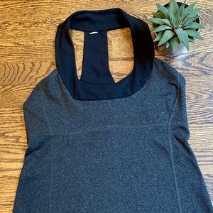 Vintage Lululemon Racer Back Tank Top Older Style Gray Black.  Size 6